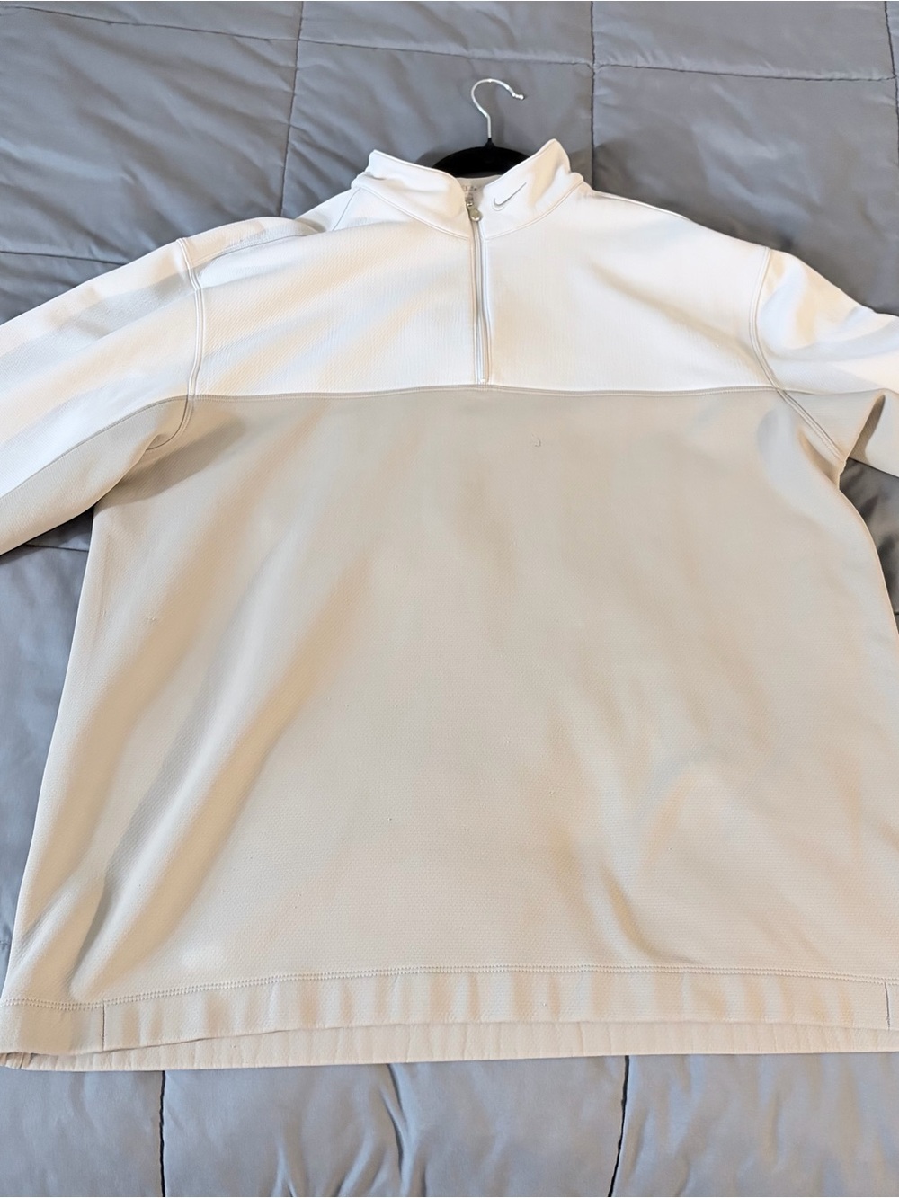 Nike Men’s Two-Tone Half-Zip Performance Pullover in White and Cream